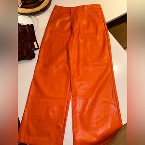 Anthropologie Avec les Filles Orange Leather Pants - Large Women’s